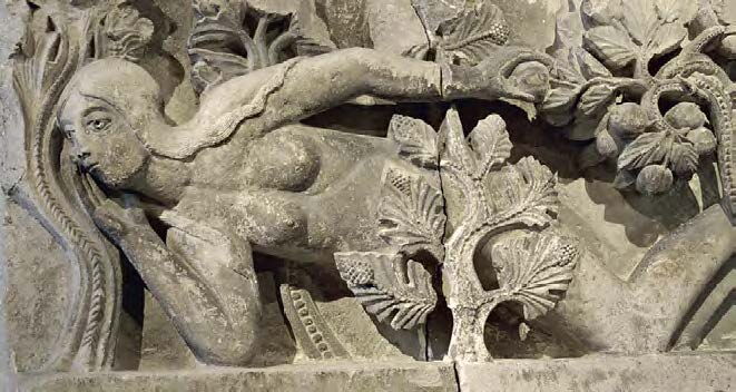 Gislebertus: Liegende Eva, ursprünglich am Nordportal der Kathedrale von Autun, 1130/40